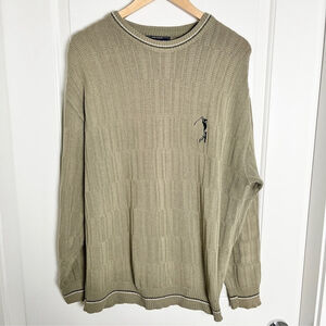 VTG Northern Golf Elements Men's Embroidered Golf Logo Beige Knit Sweater, Large